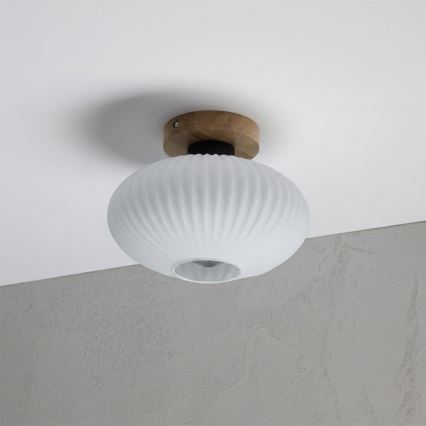 Плафон HARMA WOOD 1xE27/15W/230V дъб/бял Ø 25 см