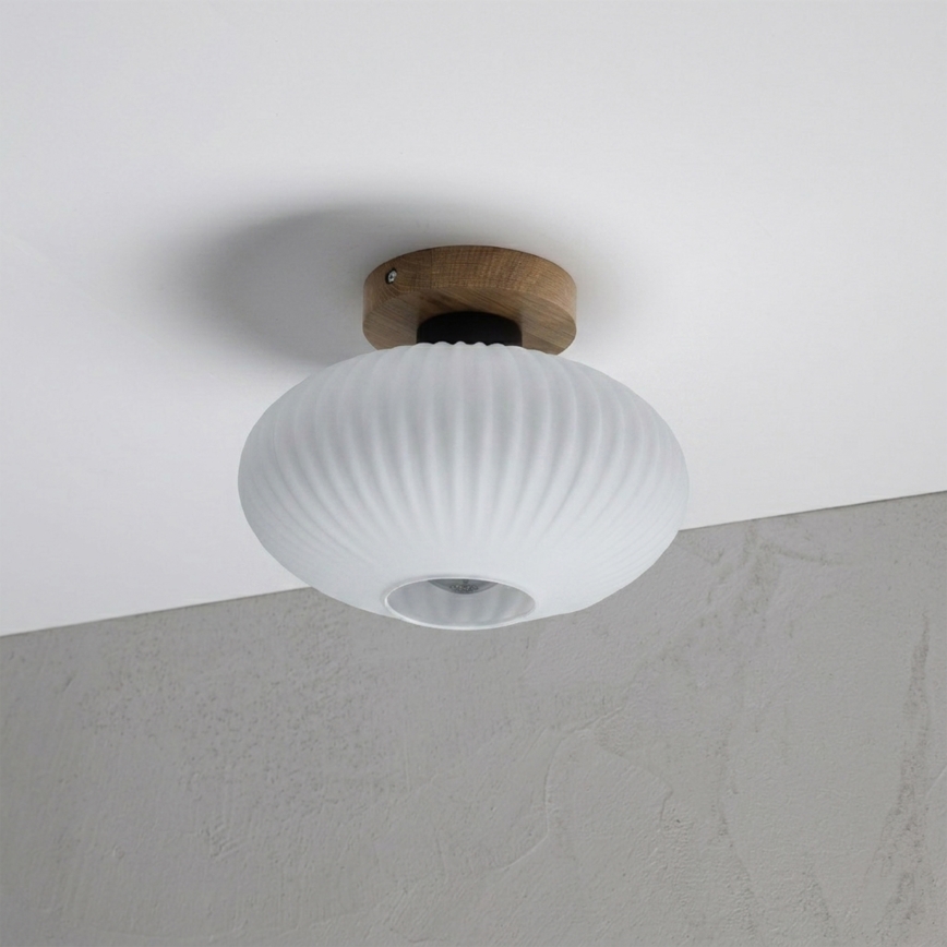 Плафон HARMA WOOD 1xE27/15W/230V дъб/бял Ø 25 см