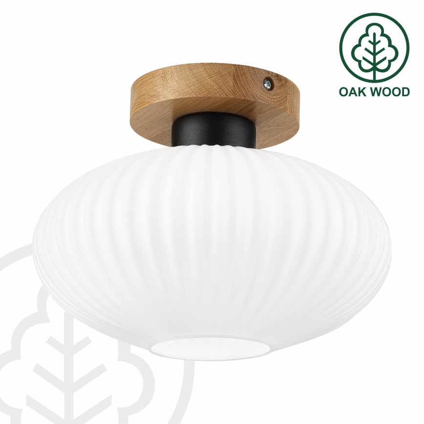 Плафон HARMA WOOD 1xE27/15W/230V дъб/бял Ø 25 см