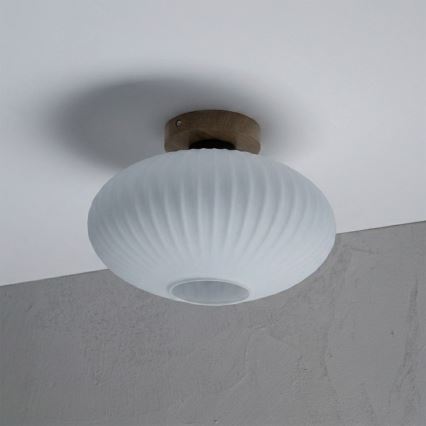Плафон HARMA WOOD 1xE27/15W/230V дъб/бял Ø 30 см