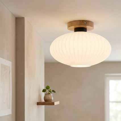 Плафон HARMA WOOD 1xE27/15W/230V дъб/бял Ø 30 см