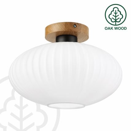 Плафон HARMA WOOD 1xE27/15W/230V дъб/бял Ø 30 см