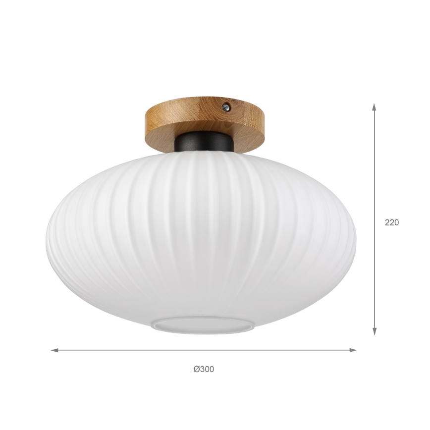 Плафон HARMA WOOD 1xE27/15W/230V дъб/бял Ø 30 см