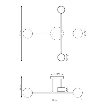 Плафон HOLON за повърхностен монтаж 2xG9/8W/230V + 2xGX53/12W, сив