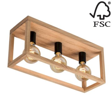 Плафон KAGO 3xE27/60W/230V матов дъб - FSC сертифициран