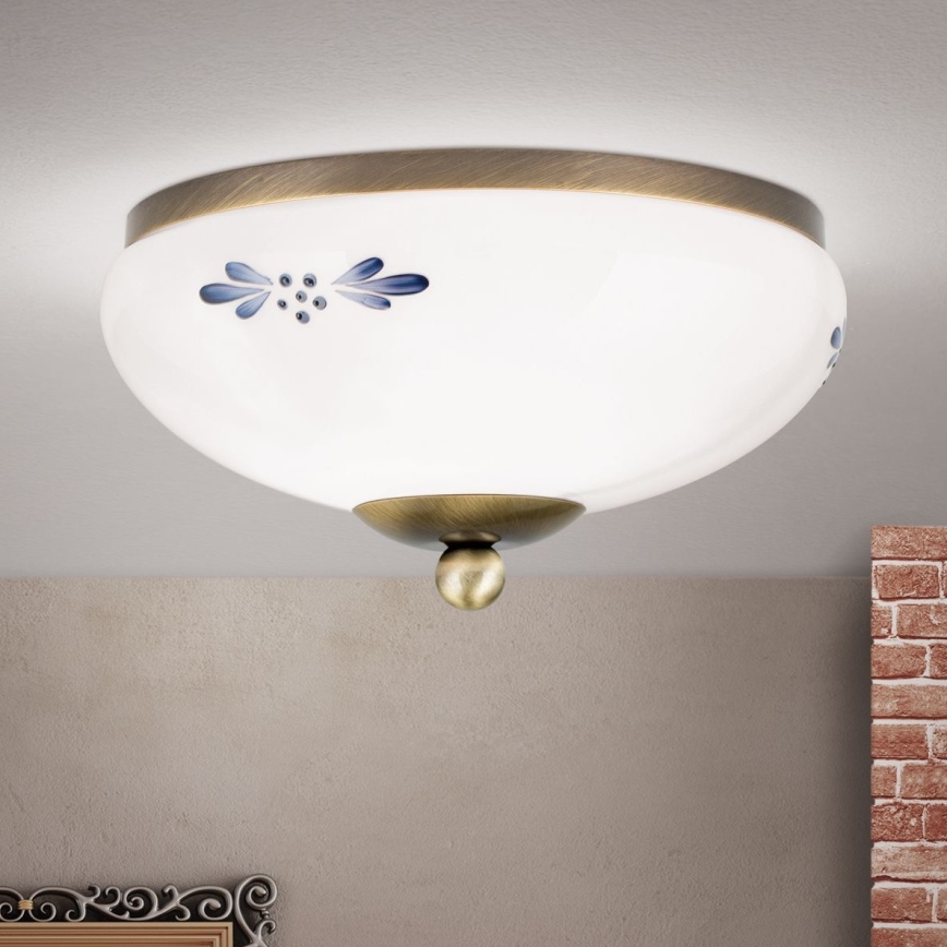 Плафон LANDHAUS 1xE27/60W/230V Ø 21 см бронзов/бял
