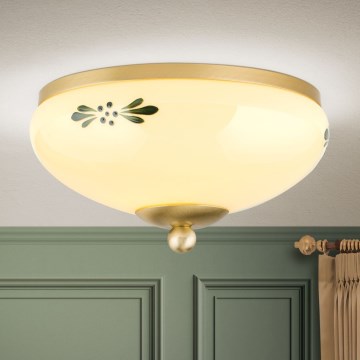 Плафон LANDHAUS 1xE27/60W/230V Ø 21 см месинг/бежов