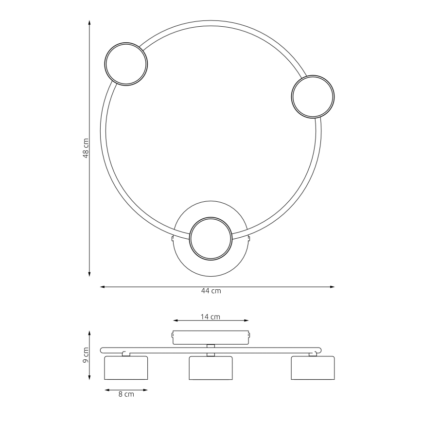Плафон LUCIO 3xGX53/12W/230V черен