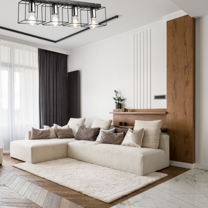 Плафон MIKA 4xE27/60W/230V 61 см черен/лъскав хром