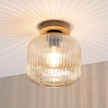Плафон MILOU WOOD 1xE27/15W/230V дъб/опушено бежово диаметър 20 см
