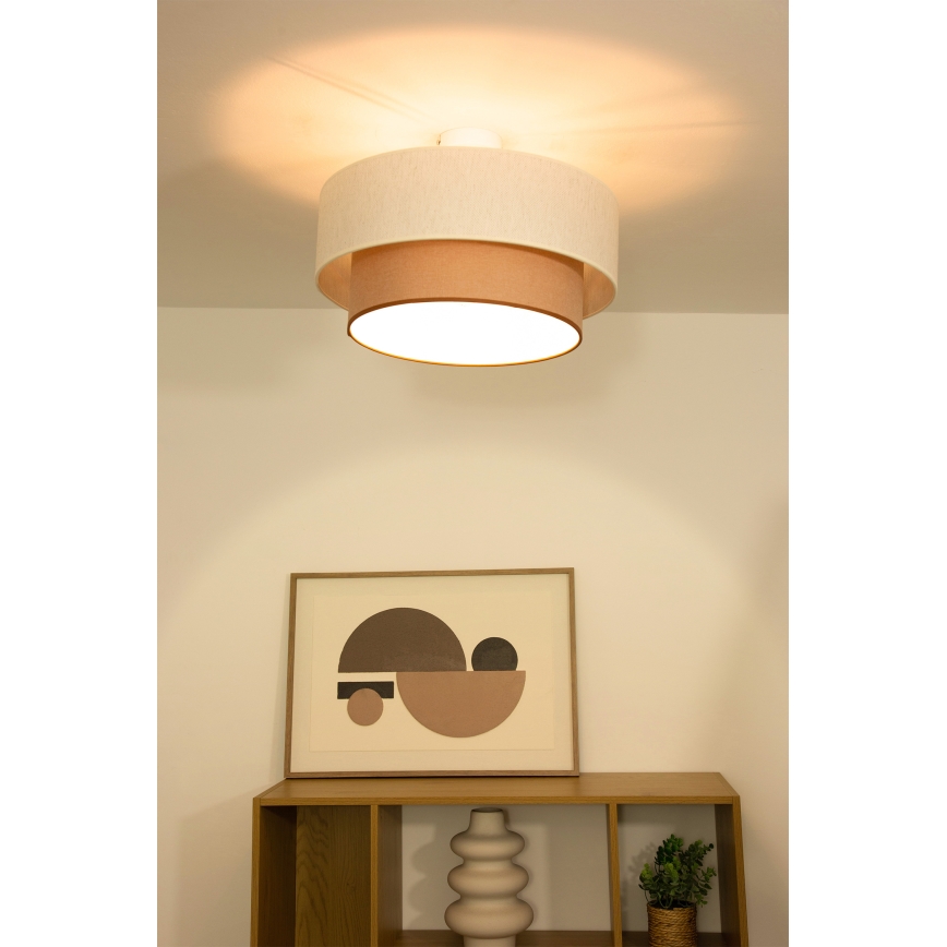 Плафон NATIA 1xE27/60W/230V бял/кафяв