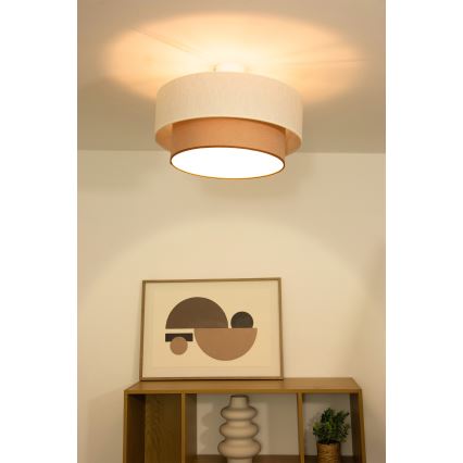 Плафон NATIA 1xE27/60W/230V, Ø 45 см, бял/кафяв