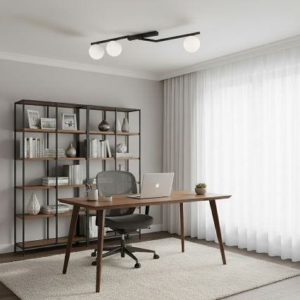 Плафон NATON 3xE14/10W/230V черно/бяло