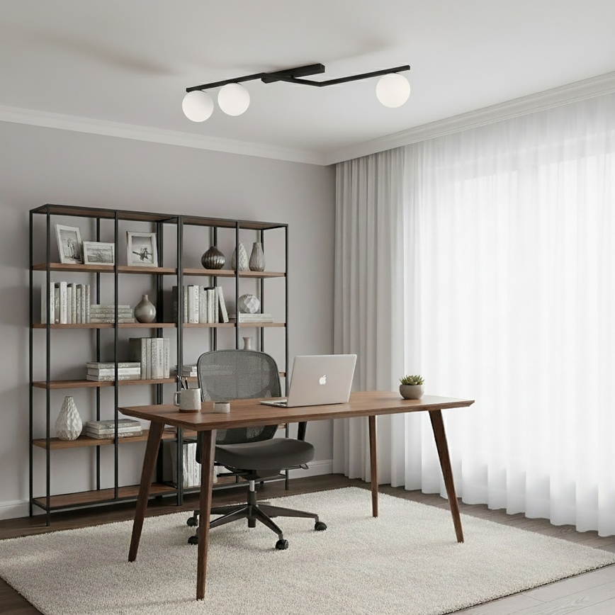 Плафон NATON 3xE14/10W/230V черно/бяло