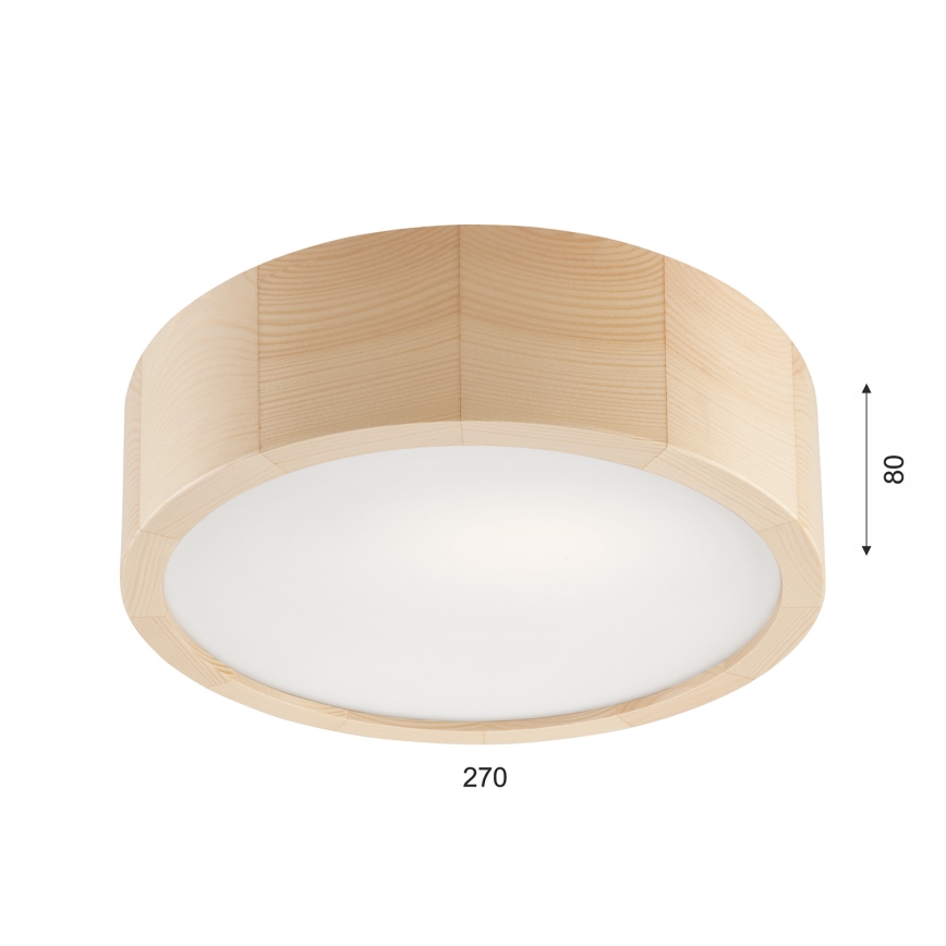Плафон NATURAL 1xE27/60W/230V, Ø 27,5 см, от борова дървесина