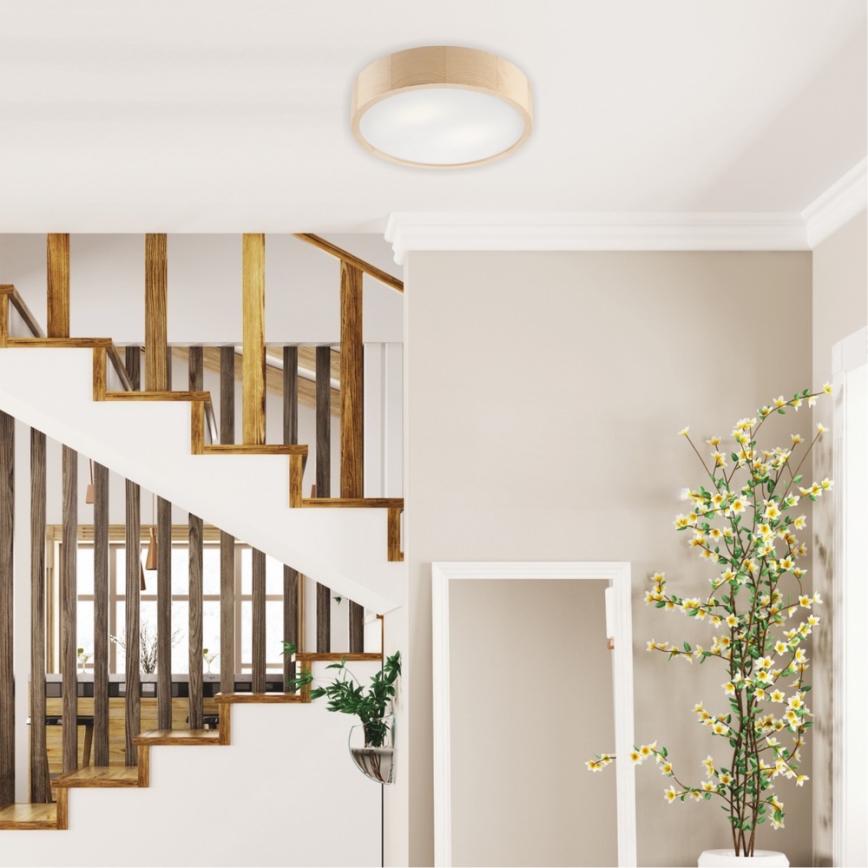 Плафон NATURAL 2xE27/60W/230V, диаметър 37,5 см, от бор