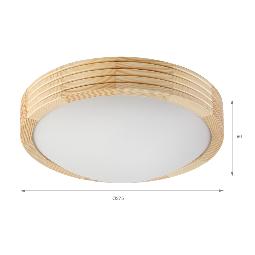 Плафон NATURAL MODERN 1xE27/15W/230V, диам. 27,5 см, от борова дървесина