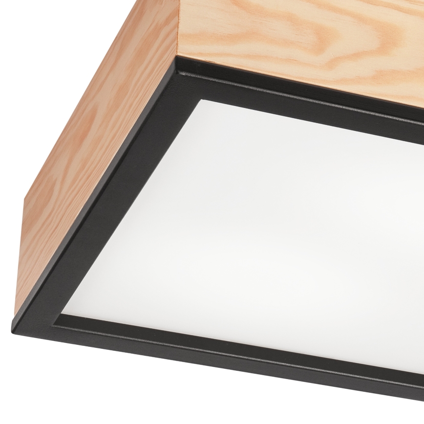 Плафон NATURAL SQUARE 2xE27/15W/230V 31x31 см бор/черен