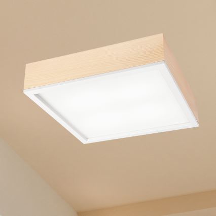 Плафон NATURAL SQUARE 4xE27/15W/230V 39x39 см бор/бял
