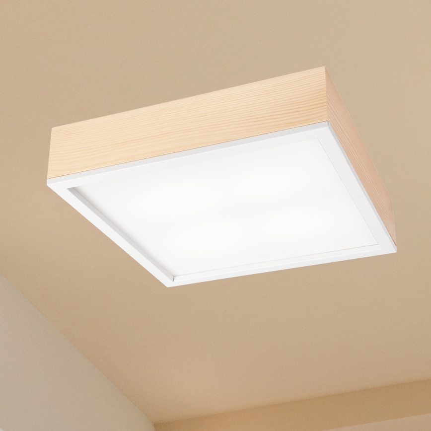 Плафон NATURAL SQUARE 4xE27/15W/230V 39x39 см бор/бял