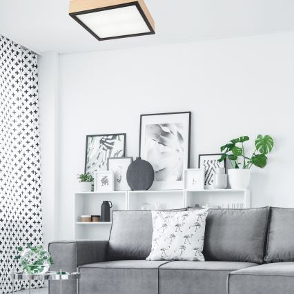 Плафон NATURAL SQUARE 4xE27/15W/230V 39x39 см бор/черен
