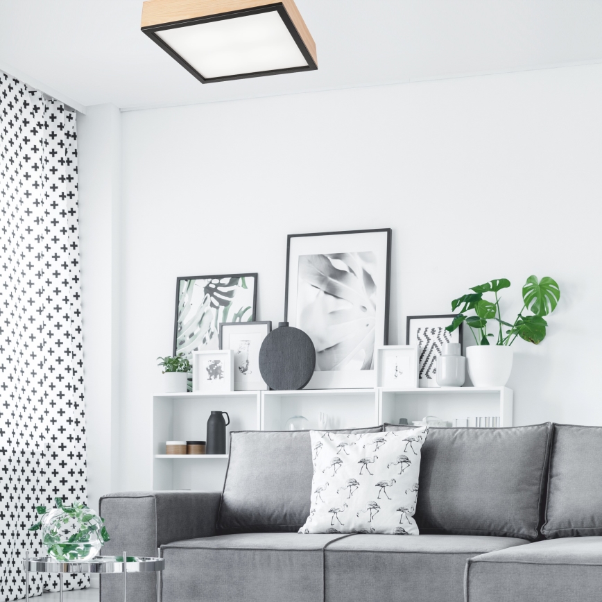 Плафон NATURAL SQUARE 4xE27/15W/230V 39x39 см бор/черен