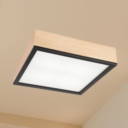 Плафон NATURAL SQUARE 4xE27/15W/230V 39x39 см бор/черен