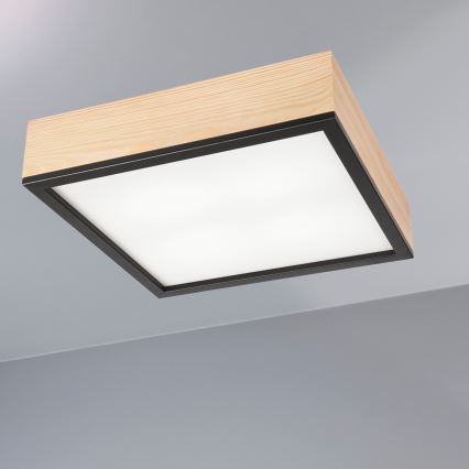 Плафон NATURAL SQUARE 4xE27/15W/230V 39x39 см бор/черен