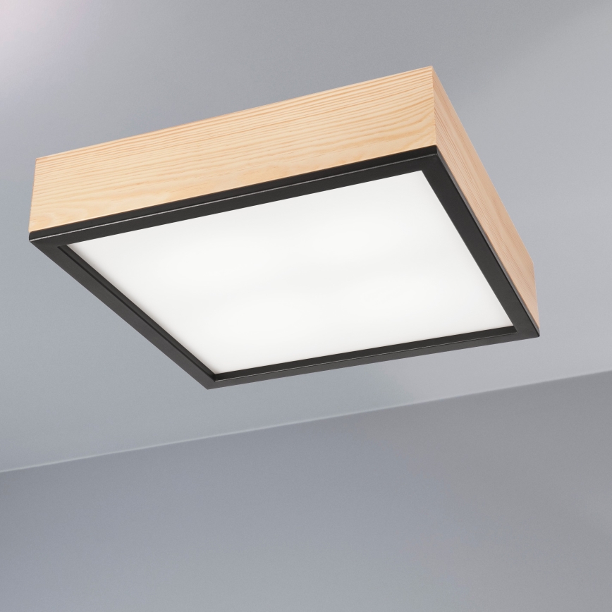 Плафон NATURAL SQUARE 4xE27/15W/230V 39x39 см бор/черен