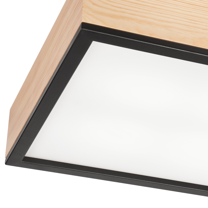 Плафон NATURAL SQUARE 4xE27/15W/230V 39x39 см бор/черен