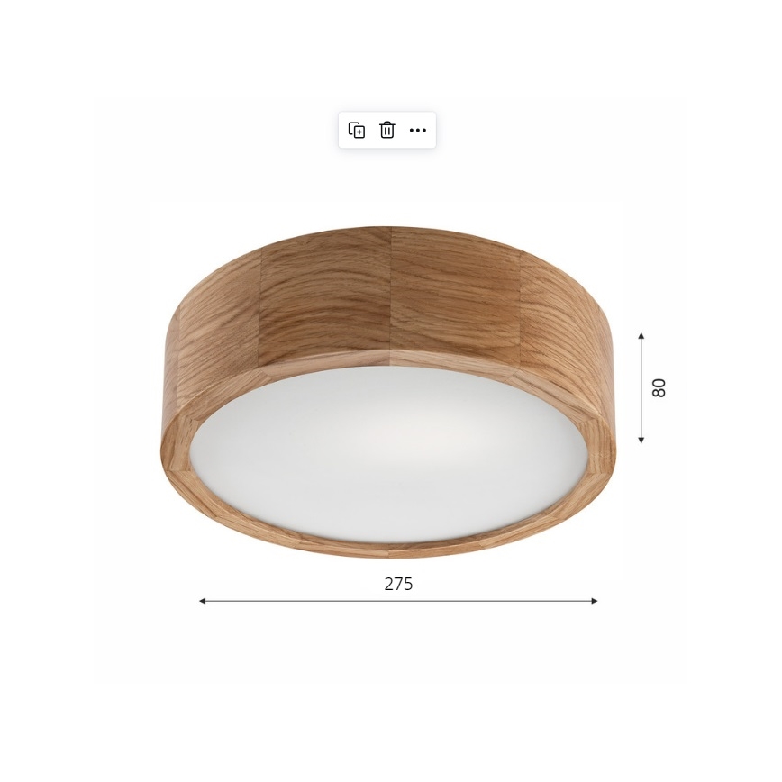 Плафон OAK 1xE27/60W/230V дъб ø 27,5 см - FSC сертифицирано