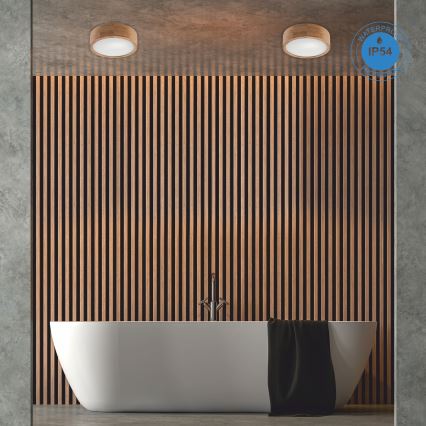 Плафон за баня OAK 2xE27/15W/230V IP54 дъб ø 27 см