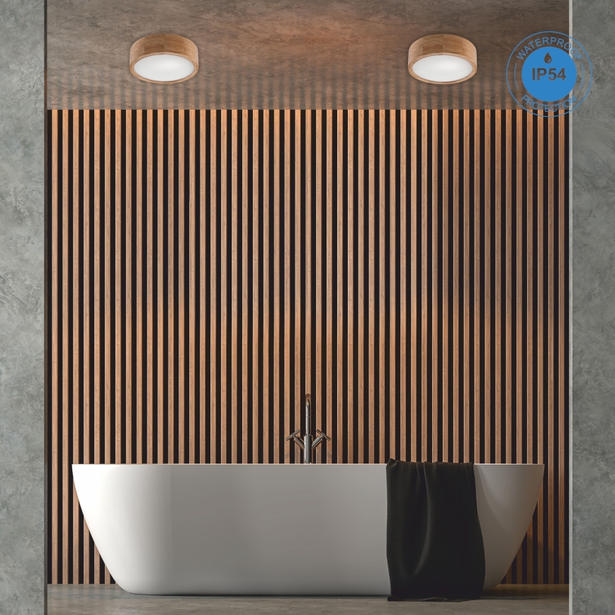 Плафон за баня OAK 2xE27/15W/230V IP54 дъб ø 27 см