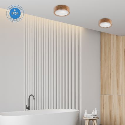 Плафон за баня OAK 2xE27/15W/230V IP54 дъб ø 27 см