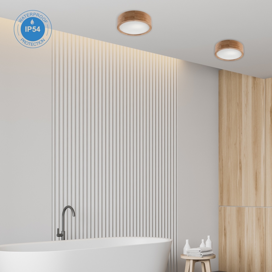 Плафон за баня OAK 2xE27/15W/230V IP54 дъб ø 27 см