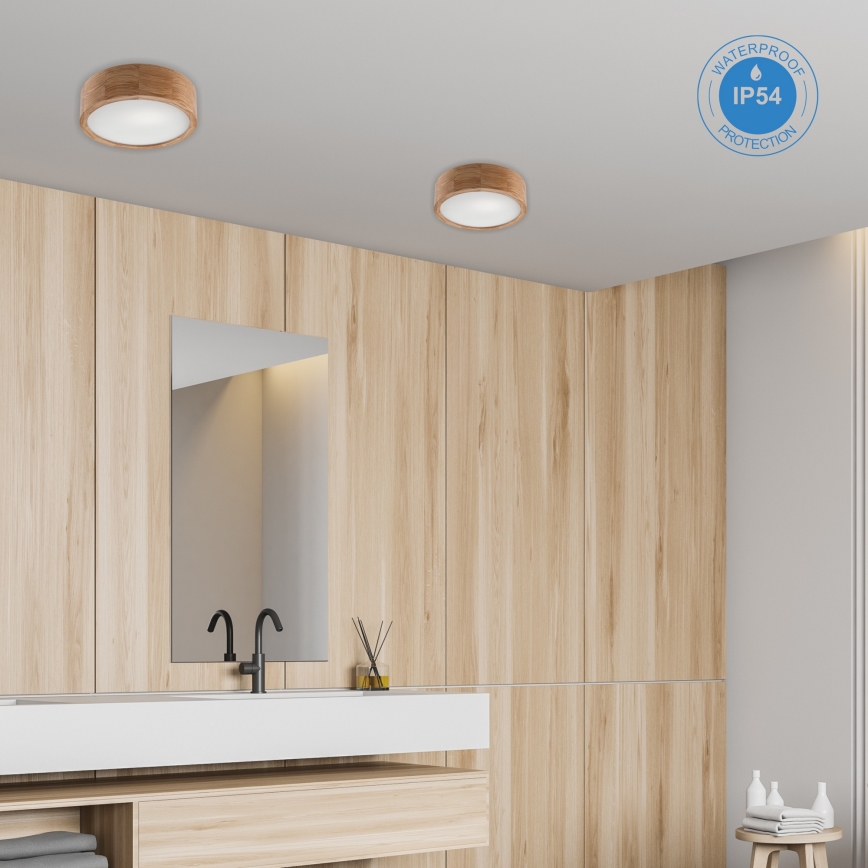 Плафон за баня OAK 2xE27/15W/230V IP54 дъб ø 27 см