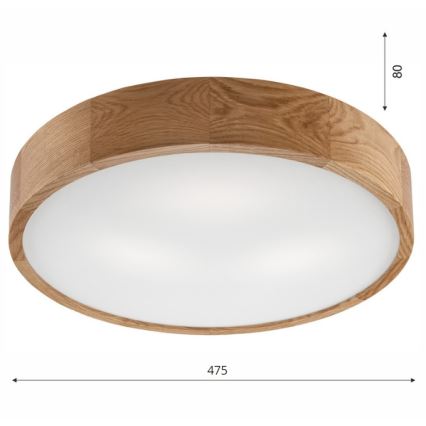 Плафон OAK 3xE27/60W/230V дъб ø 47,5 см