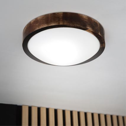 Плафон OAK SLIM 1xE27/15W/230V Ø 27 см дъб/тъмно кафяв