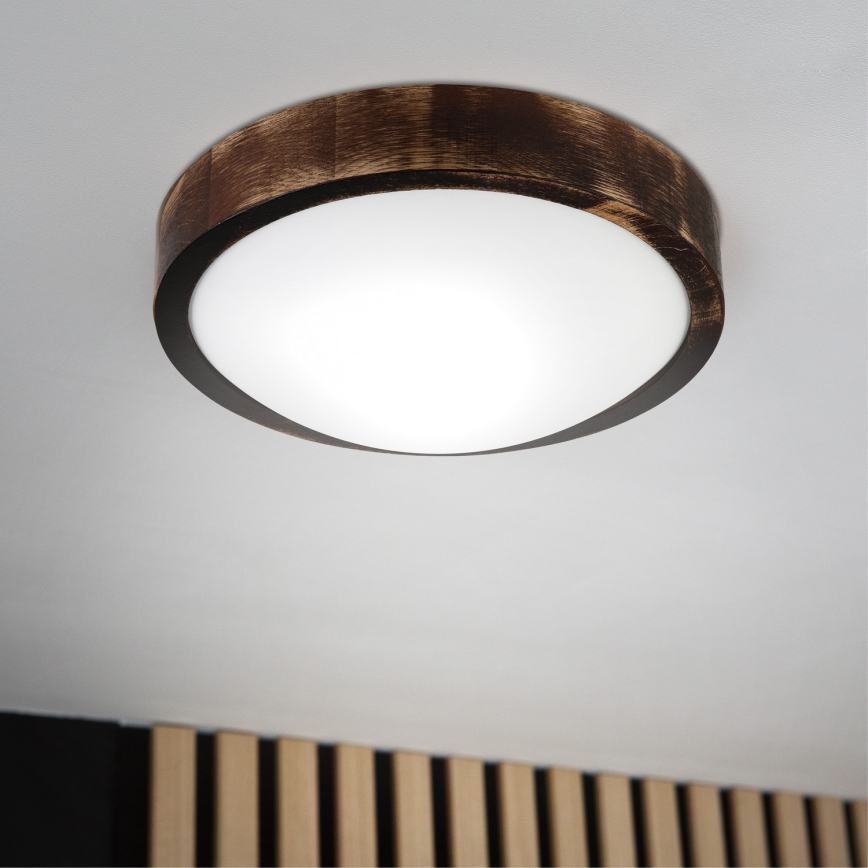 Плафон OAK SLIM 1xE27/15W/230V Ø 27 см дъб/тъмно кафяв