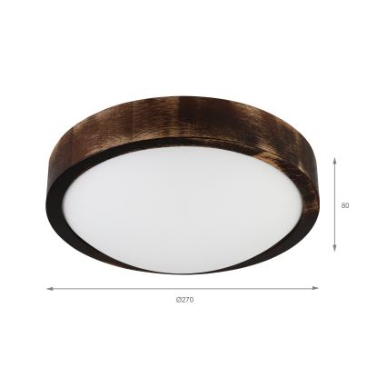 Плафон OAK SLIM 1xE27/15W/230V Ø 27 см дъб/тъмно кафяв