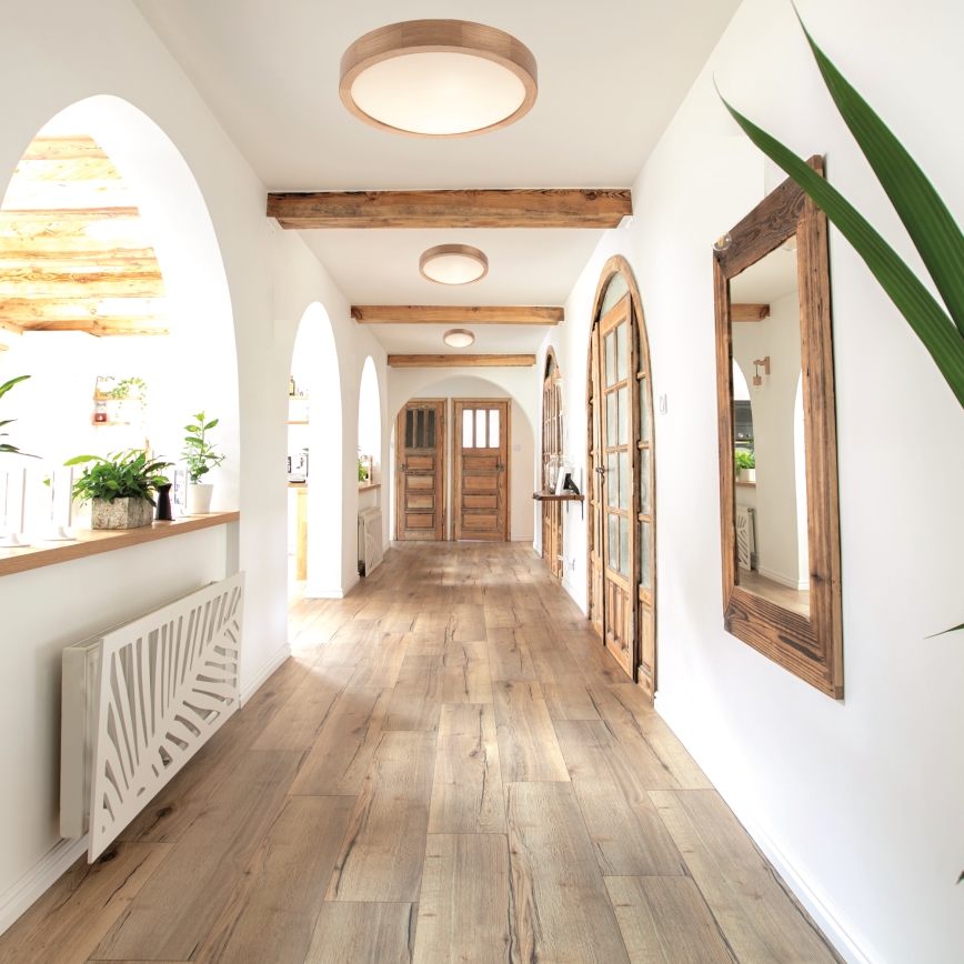 Плафон OAK SLIM 2xE27/60W/230V дъб ø 37 см - FSC сертифицирано