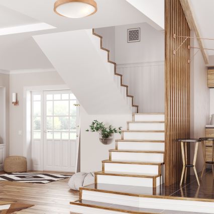 Плафон OAK SLIM 2xE27/60W/230V дъб ø 37 см - FSC сертифицирано