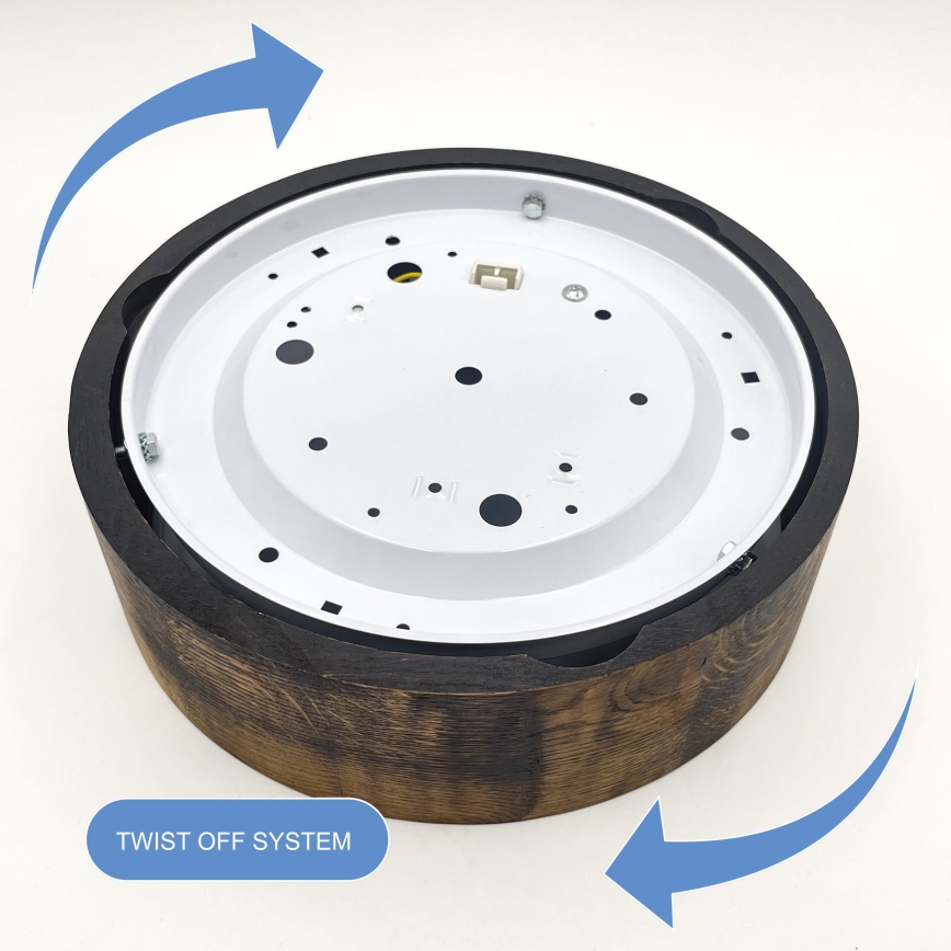 Плафон OAK SMOKY 1xE27/15W/230V ø 27,5 см дъб/тъмнокафяв