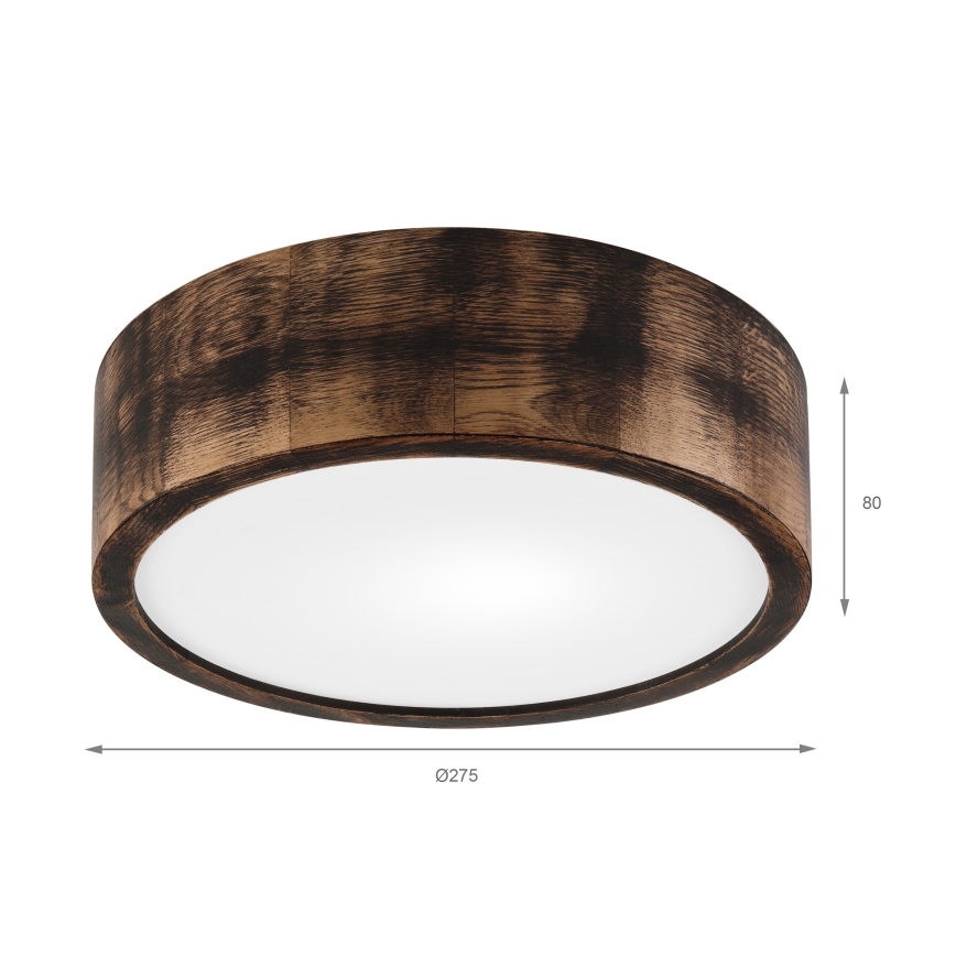 Плафон OAK SMOKY 1xE27/15W/230V ø 27,5 см дъб/тъмнокафяв