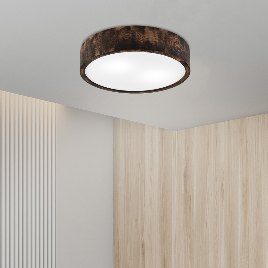 Плафон OAK SMOKY 2xE27/15W/230V ø 37,5 см дъб/тъмнокафяв