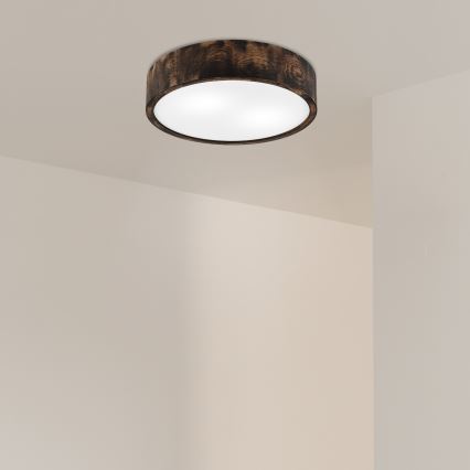 Плафон OAK SMOKY 2xE27/15W/230V ø 37,5 см дъб/тъмнокафяв
