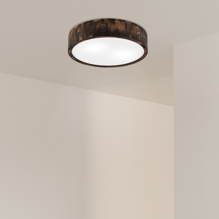 Плафон OAK SMOKY 2xE27/15W/230V ø 37,5 см дъб/тъмнокафяв
