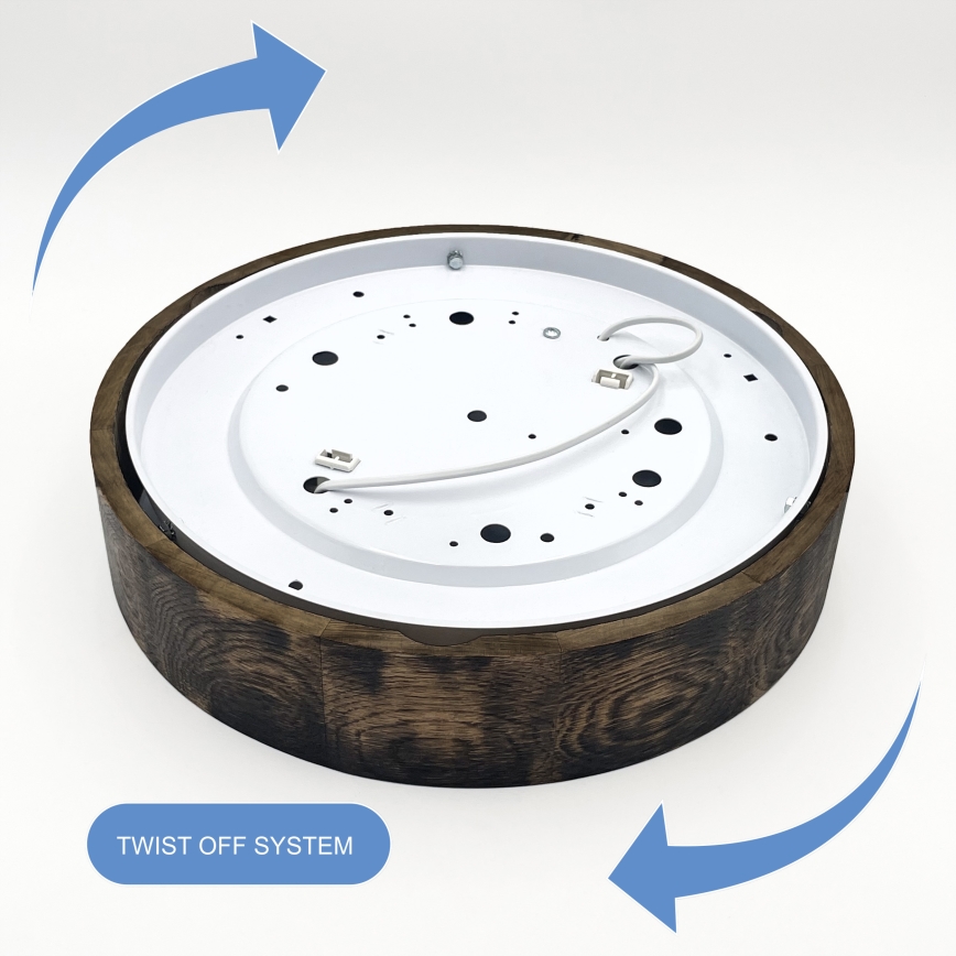 Плафон OAK SMOKY 2xE27/15W/230V ø 37,5 см дъб/тъмнокафяв