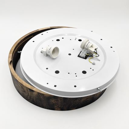 Плафон OAK SMOKY 2xE27/15W/230V ø 37,5 см дъб/тъмнокафяв