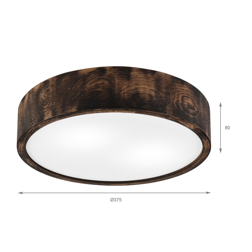 Плафон OAK SMOKY 2xE27/15W/230V ø 37,5 см дъб/тъмнокафяв